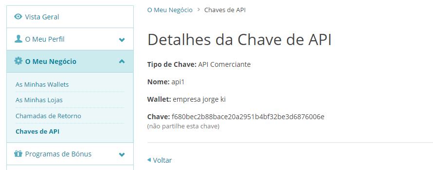 Depois de clicar em Ver Detalhe copie a chave e insira no Keyinvoice.