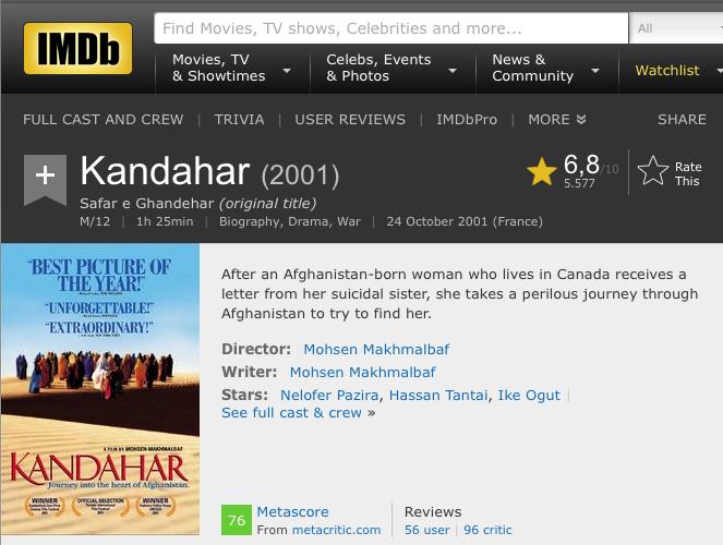 O filme Kandahar, de Mohsen