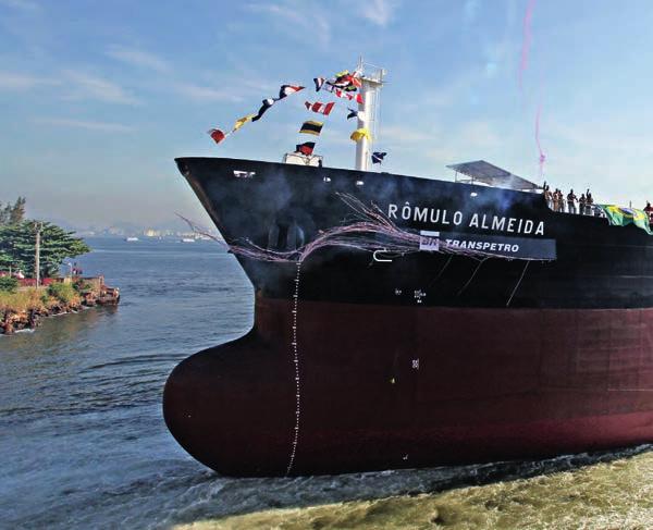 ENCOMENDAS POR SIMONE GOLDBERG Navio petroleiro Rômulo Almeida foi lançado ao mar em junho deste ano CARTEIRAS ESTÃO CHEIAS DE PEDIDOS Construtores operam a toda carga para entregar centenas de