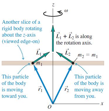 Cada partícula nesta fatia se move em um circulo centralizado na origem e a cada instante sua velocidade v i é perpendicular ao vetor posição r i. Assim, = 90º para cada partícula.