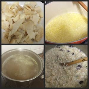 Modo de fazer: Frite a cebola cortadinha com manteiga, até ficar transparente e coloque o vinho branco, depois acrescente o arroz e mexa bem!