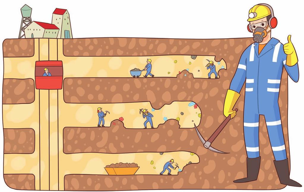 Quem trabalha debaixo da terra Os mineiros trabalham nas minas.