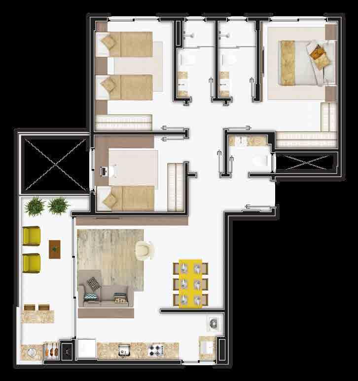 Living/ Cozinha 23, m² 338 221 250 80 A.
