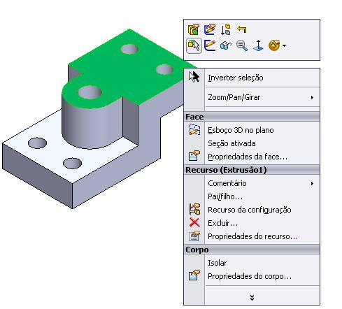 6 clique com o botão da direita sobre um recurso no próprio modelo ícone comando descrição quando usar OCULTAR o recurso deixa de ser mostrado na tela, mas continua fazendo parte do modelo quando a