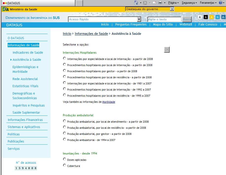 Registro Civil - Ministério da Saúde Sistema de Informações Hospitalares - SIH Coleta das informações da Autorização de Internação Hospitalar (AIH), rede conveniada ao SUS; Permite estudos do perfil