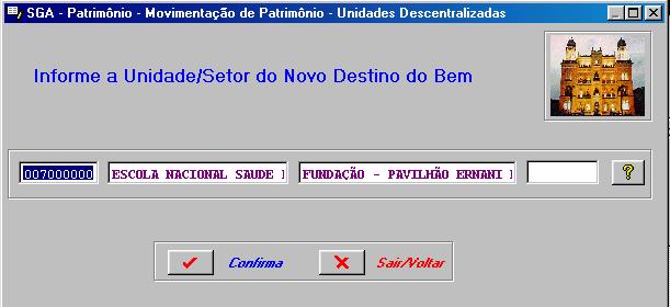 financeiro. O usuário deve escolher o bem que vai ser transferido e clicar em CONFIRMAR.