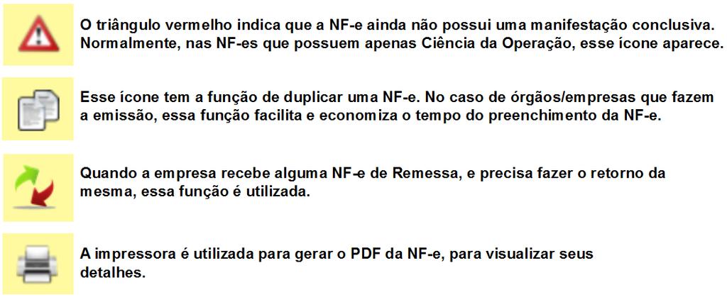 as NF-es serão apresentadas da seguinte maneira: Na parte Legenda MDe são indicadas as cores de cada