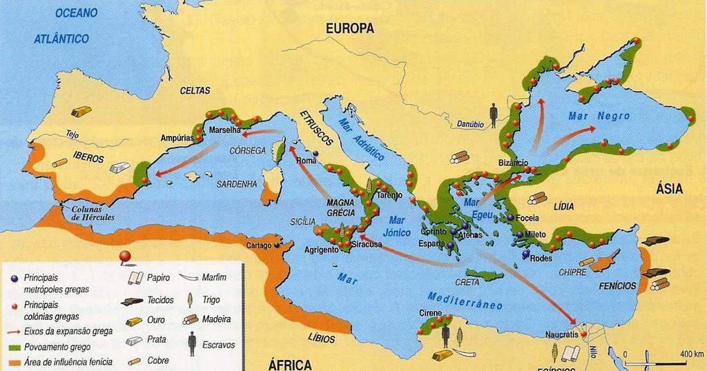 Colonizações fenícia e grega : surgem