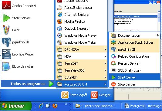 Figura 24 Acesso a bancos da dados em rede pelo SGT. 3.3. Ativação da nova configuração Para que as alterações efetuadas nos arquivos pg_hba e postgresql.