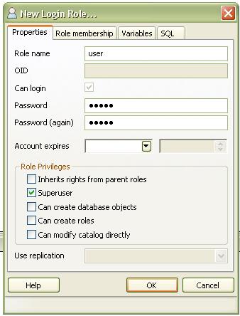 Se quiser criar um usuário comum basta clicar sobre <Inherits rights from parent roles>. Figura 31 Tela para criação de usuários.