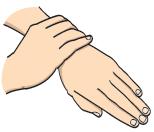 5 Friccione o dorso dos dedos de uma mão com a palma da mão oposta (e