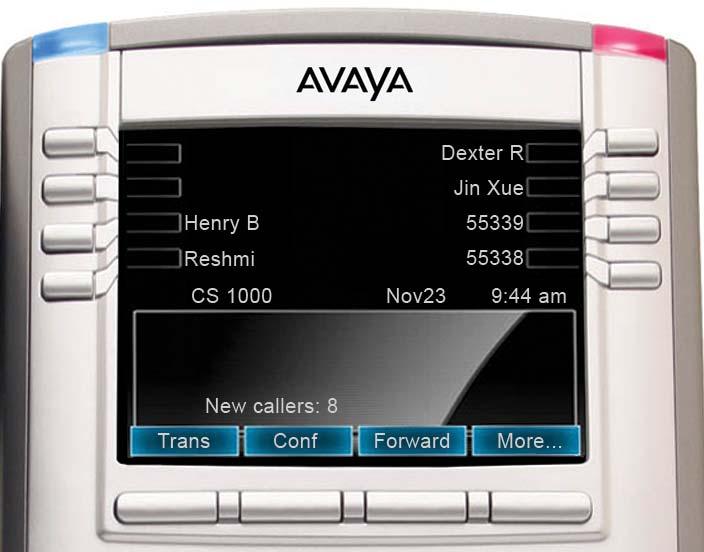 Sobre o Avaya 1165E IP Deskphone Visor do telefone O Avaya 1165E IP Deskphone tem um visor TFT QVGA em cores de 10,41 cm (4,1 pol) (medida da diagonal), capaz de exibir uma imagem QVGA de 320 x 240