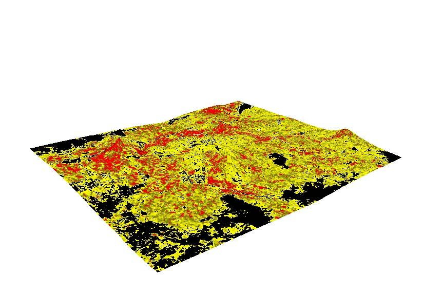 Figura 3 Modelo Tridimensional da Superfície Figura 4 Imagem sobreposta à Superfície A imagem MODIS,