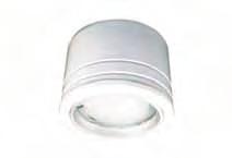 SOBREPOR PRATA-S Luminária circular de sobrepor. Corpo em alumínio repuxado com acabamento em pintura eletrostática epóxi-pó na cor branca. Refletor em alumínio anodizado jateado.