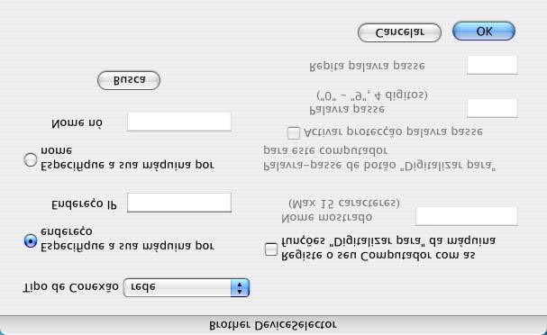 A Seleccione rede e, em seguida clique em OK. F Clique no ícone Print Center. Configurar o Aparelho G Clique em Adicionar.