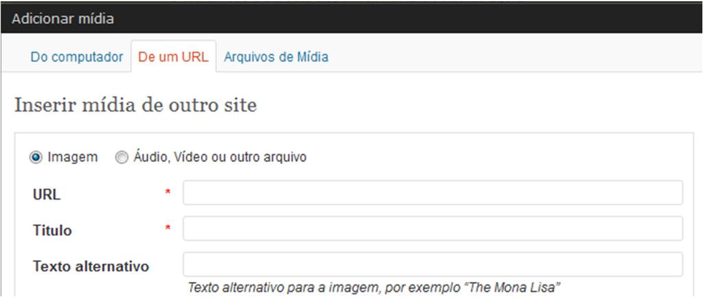 5 Capítulo 3: Imagem, Vídeo e Áudio Podemos no WordPress adicionar imagem, vídeo ou arquivos em um post do nosso blog. Adicionando uma Imagem 1. Crie um novo Post com o nome Imagine. 2.