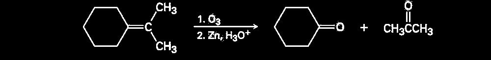 cetonas e/ou aldeídos Descarga Elétrica Um Alceno Molozonídeo Ozonídeo