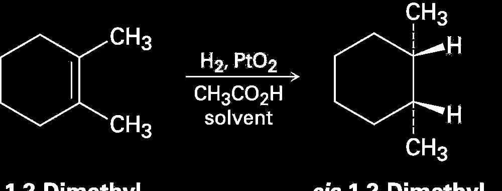 Redução de Alcenos: Hidrogenação Adição de H-H através C=C Redução em geral é a adição de H 2, ou seu equivalente, ou perda da molécula de O Requer Pt ou Pd como pós em