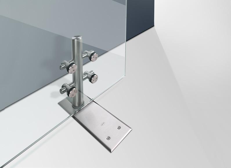 / Upper and bottom pivot set for glass doors. Máximum load :200 kg. Can be fitted with a floor closer or a floor pivot.