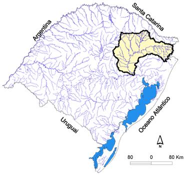38 Taquari-Antas localizam-se no extremo leste da Bacia, com denominação de rio das Antas até a confluência com o rio Guaporé, quando passa a denominar-se rio Taquari, desembocando no rio Jacuí.