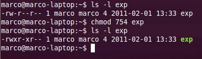 chmod: modifica as permissões de acesso Também pode modificar as permissões, considerando cada permissão como um bit e