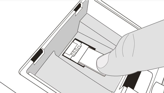 Observe atentamente o baixo relevo com o formato do cartão SIM, encaixe-o e deslize-o até que seja posicionado