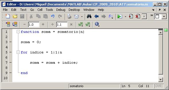 Instrução for exemplo2 Problema: Escreva uma função