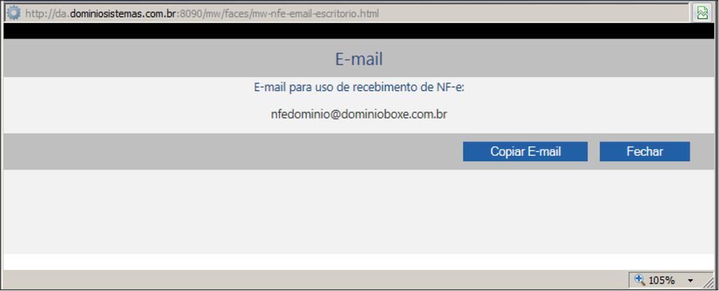 4.2- Caso tenha esquecido o e-mail do escritório para recebimento de NF-e, proceda da seguinte maneira: 4.2.1- Clique no menu AJUDA, opção E-mail do Escritório para recebimento de NF-e, para abrir a janela E- mail, conforme a figura a seguir: 4.
