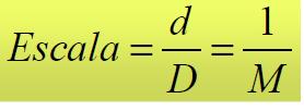 Escalas É a relação matemática entre o comprimento de uma linha medida na planta (d) e o comprimento de sua medida homóloga no terreno (D).