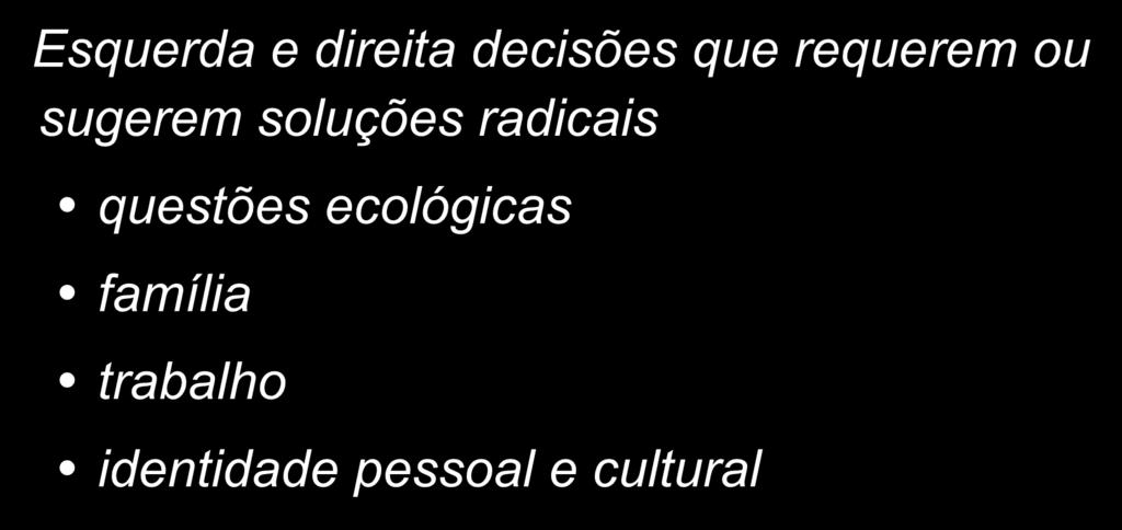 Encruzilhadas Esquerda e direita decisões que requerem ou sugerem soluções