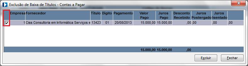 Baixar por Valor Ao marcar estaconfiguração o campo para digitação de valor irá habilitar, basta informar um valor e pressionar o botão Processa para que o sistema realize a baixa do mesmo.