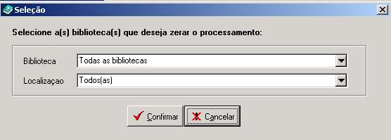 Para zerar um processamento, clique em Zerar base, selecionando a opção Processamento.