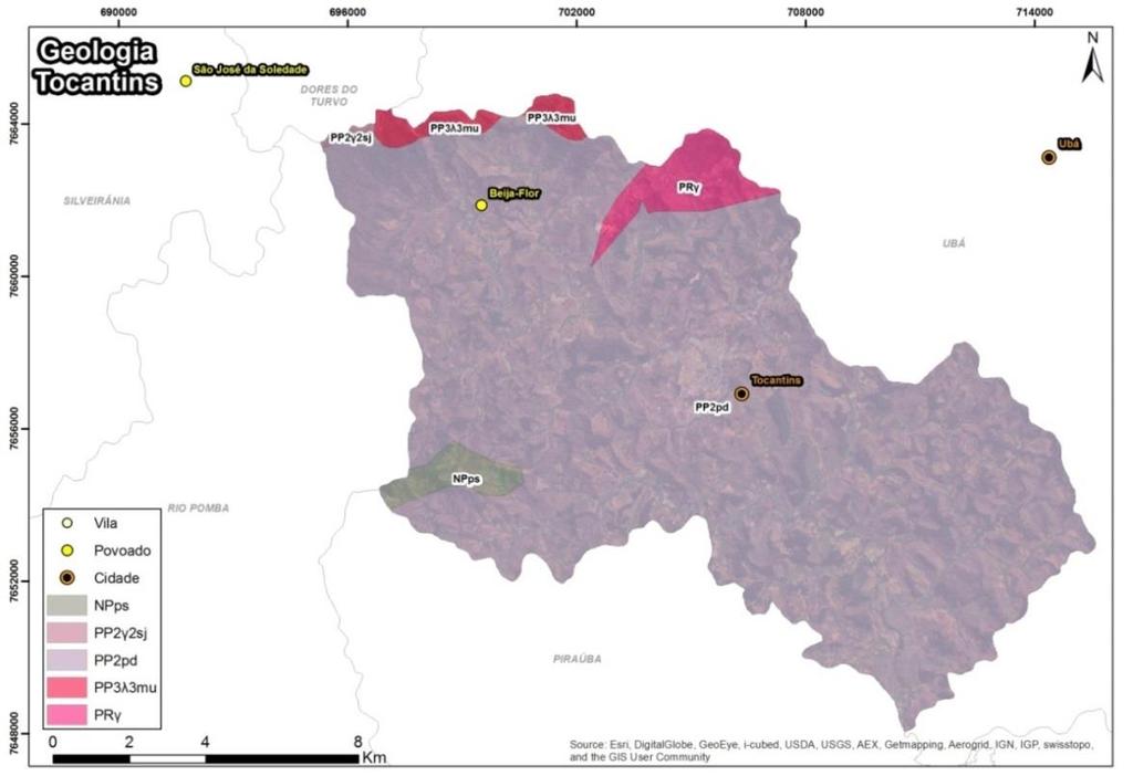 A distribuição das unidades geológicas do município é apresentada na Figura 5.