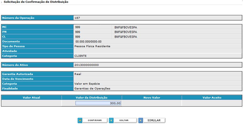 Figura 53 - Requisição de Aceite de Distribuição por Comando > Solicitação de Confirmação de Distribuição > Confirmação do Valor da Distribuição Não havendo inconsistências em relação à liberação da