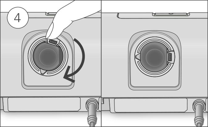 Retire a câmara de água do dispositivo, abra-a e descarte a água restante. 2.