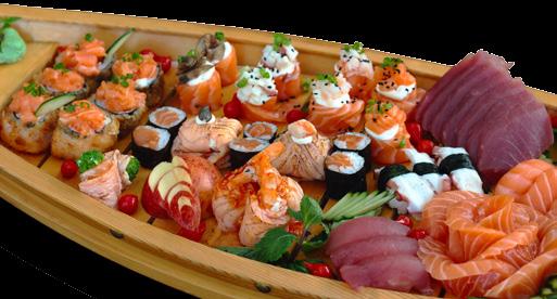 91417 Combo de Salmão Tradicional R$ 42,90 16 Peças - 3 de Sushi de Salmão, 2 de Sushi Skin (Pele de Salmão), 2 de Sashimi de Salmão, 3 de Maki de Salmão, 2 de Maki Filadélfia, 2 de Uramaki