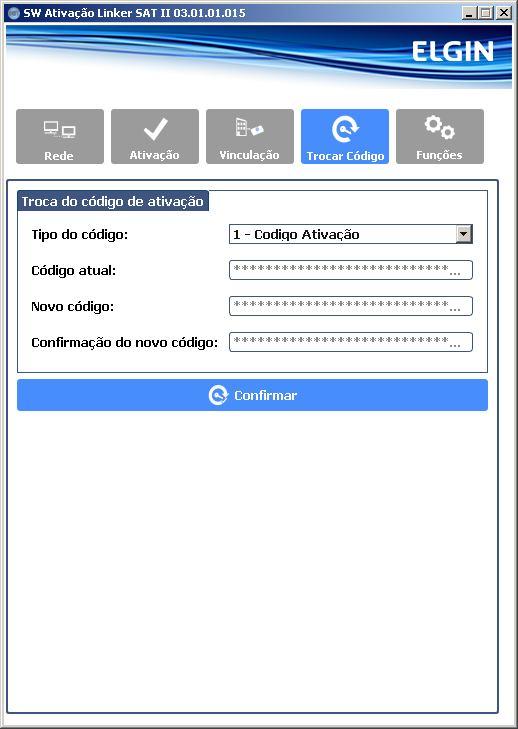 3.4 Seção Trocar Código Troca do Código de Ativação Esta seção permite a troca do Código de Ativação do SAT.