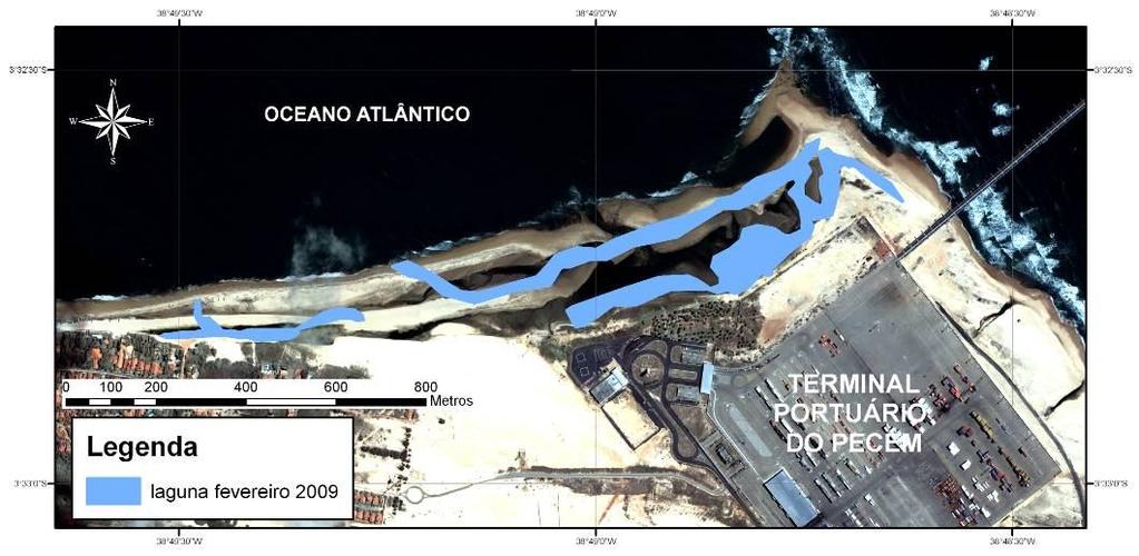 6), a laguna possuía área total de 77.683,28 m², uma redução na extensão da área de 51.298,25 m² em relação ao período anterior analisado.