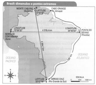 d) No fuso horário atual, se em Brasília fossem 12 horas, em Viçosa seriam 11 horas. 3) (COLUNI-2015/modificada) Observe a figura a seguir: (ALMEIDA, L. M. A.; RIGOLLIN, T. B. Tudo é Geografia.