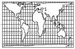 O planisfério foi elaborado cartograficamente por meio da Projeção de Gall-Peters, concebida inicialmente por James Gall no final do século XIX e retomada por Arno Peters a partir da metade do século