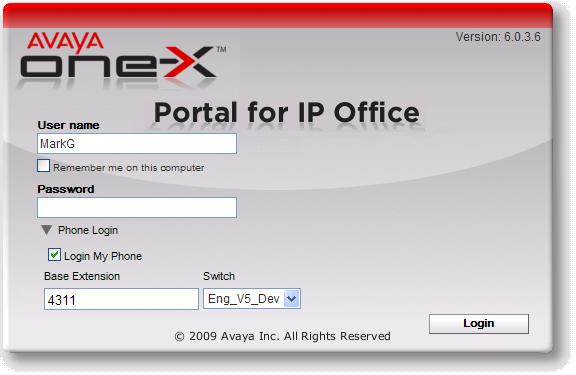 Fazer o logon 1.Usando o navegador da web, navegue para o endereço fornecido para o one-x Portal. 2.O menu Logon é exibido.