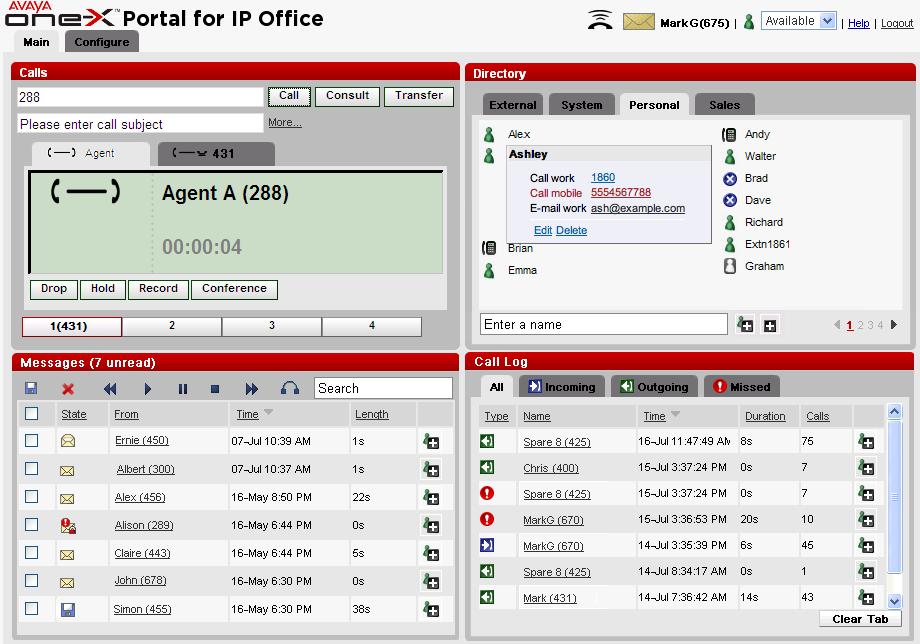 1. one-x Portal for one-x Portal for : O one-x Portal for é um aplicativo executado em um servidor da web conectado ao sistema de telefonia IP Office 102.