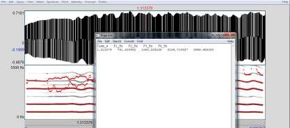 um dos picos da onda sonora, no meio do gráfico.