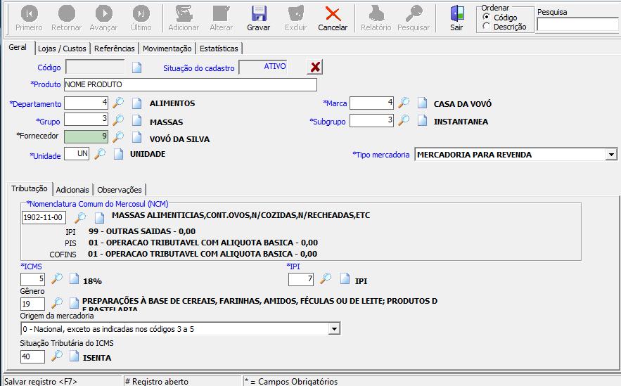 *Situação Tributária do ICMS: Situação tributária do ICMS de saída para empresas que não fazem parte do SIMPLES NACIONAL http://www.mensariofiscal.com.