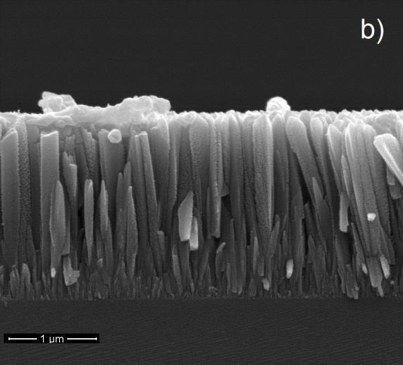 Em ambos os filmes foi observada a presença de anatase. O filme crescido a 400 C está orientado na direção (200) e apresenta tamanho médio de cristalito de 39 nm e estrutura densificada.