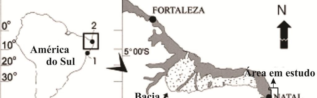 Figura 01 - Mapa geológico e localização da área em estudo, modificado de Bezerra et. al. (2003). 3.