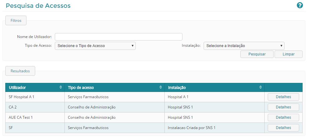 Para criar o acesso, deve ser preenchido o Nome de Utilizador e escolhido o Tipo de Acesso.