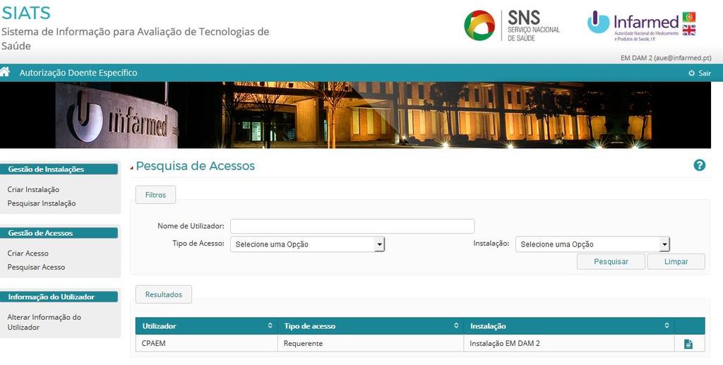 Visualizar o Detalhe de um Acesso É possível visualizar a informação de um acesso no ecrã Detalhes de Acesso. Este pode ser acedido através do ecrã de Pesquisa de Acessos.