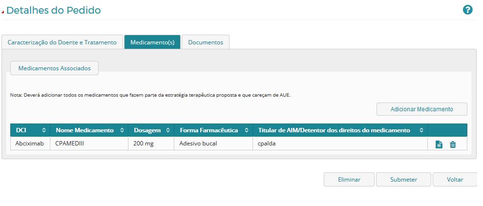 Após seleção do botão Adicionar medicamento surge a pergunta: O medicamento que pretende adquirir cumpre os termos da AIM em Portugal?