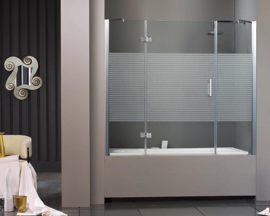Grupo 800 - Modelo 851 Frontal baño hoja abatible + dos fijos continuos - Plata Frontal banho folha